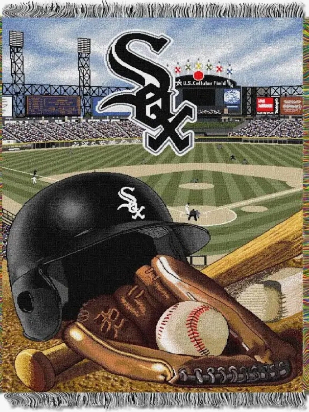 MLB Chicago White Sox Black and Brown Stadium Throw